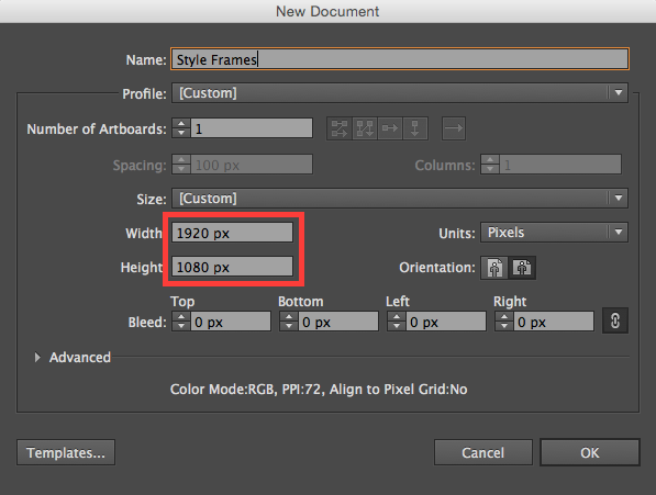 Adobe Illustrator: Artboard Settings