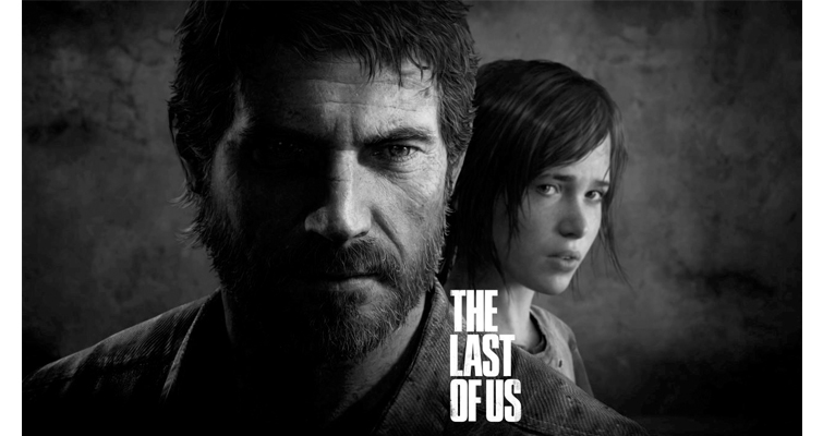 Close-up of two characters from the vido game The Last of Us