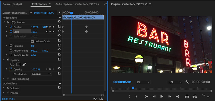 adobe premiere transition on one side