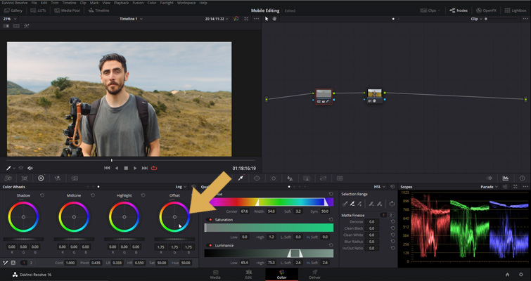 DaVinci Resolve：オフセットホイール