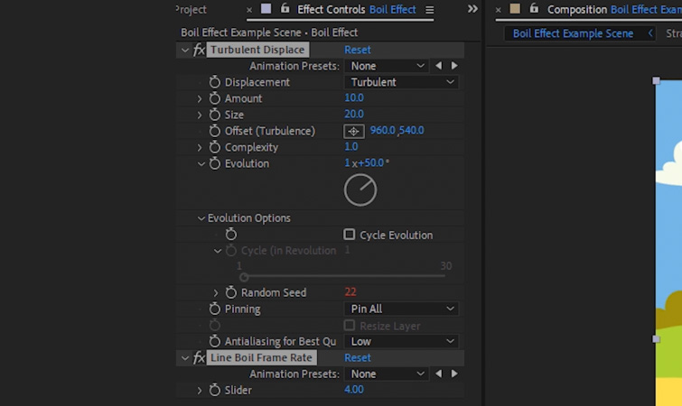 Line Boil Effect: Selecting Both Effects